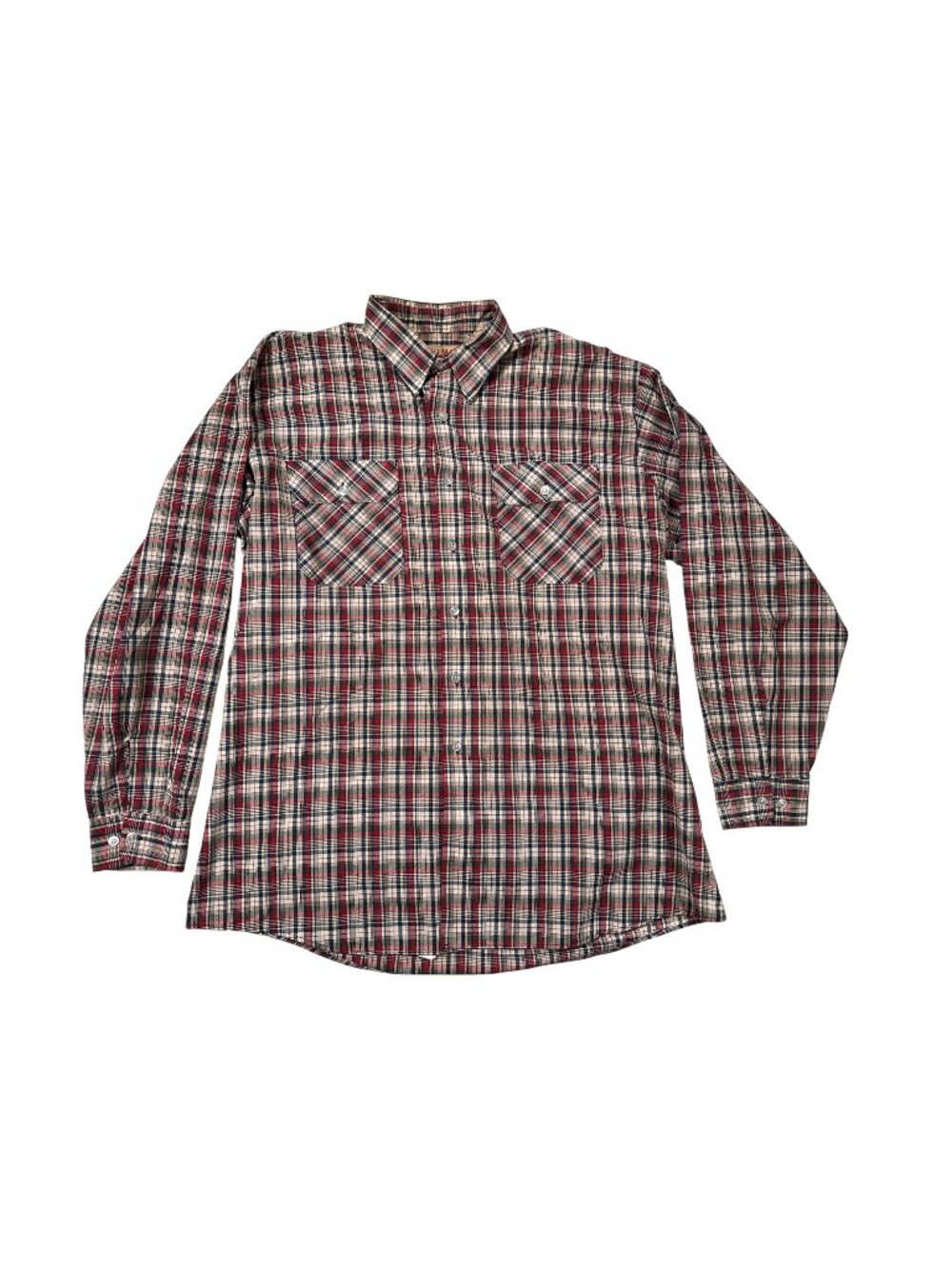 Big Mac Mens Red Plaid Button-Up Work Shirt USA XL Long-Sleeve Cotton Durable